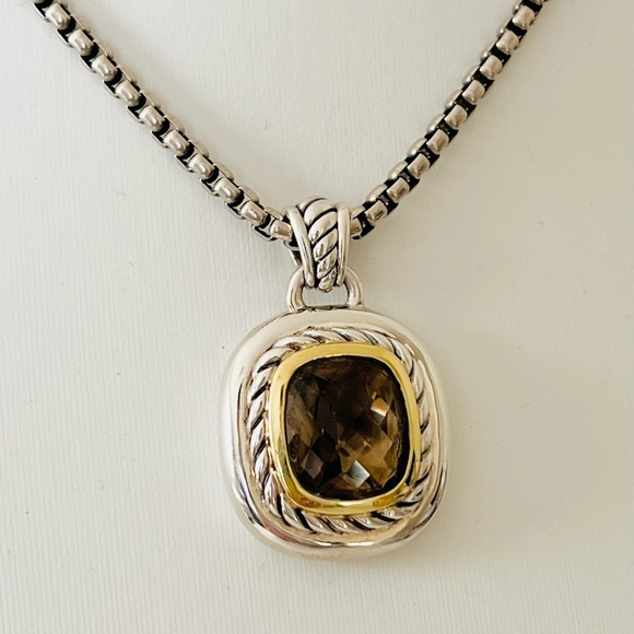 David Yurman Large Smoky Quartz Pendant Enhancer With Gold - Picture 5 of 7